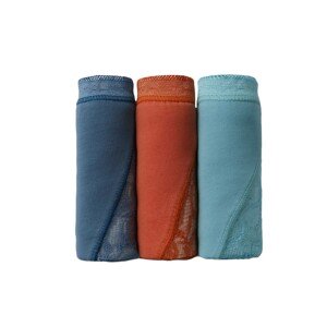 Blancheporte Sada 3 kalhotek maxi z pružné bavlny s krajkou oranžová+modrá+tyrkysová 38/40
