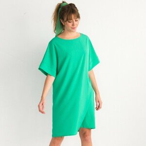 Blancheporte Rovné jednobarevné šaty se strukturou zelená 38/40