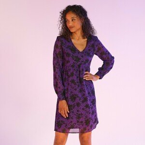 Blancheporte Šaty ze žoržetového voálu, dvoubarevný potisk květin fialová/černá 40