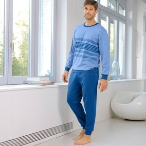 Blancheporte Pruhované pyžamo s kalhotami a dlouhými rukávy modrá 107/116 (XL)