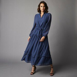 Blancheporte Dlouhé šaty s výšivkou modrošedá/černá 38