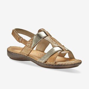 Blancheporte Dvoubarevné kožené sandály, béžové béžová/zlatá 36