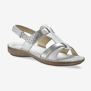 Blancheporte Dvoubarevné kožené sandály, bílé bílá/stříbřitá 36