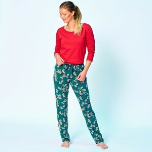 Blancheporte Pyžamové kalhoty s japonským vzorem smaragdová 50