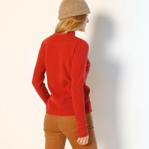 Blancheporte Žebrovaný pulovr se stojáčkem, délka cca 63 cm cihlová 34/36