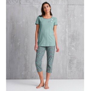 Blancheporte Pyžamové tričko s potiskem květin a krátkými rukávy zelenkavá 42/44