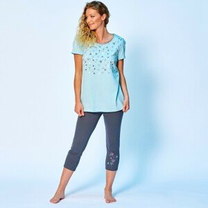 Blancheporte Pyžamové tričko s potiskem květin a krátkými rukávy modrá 42/44