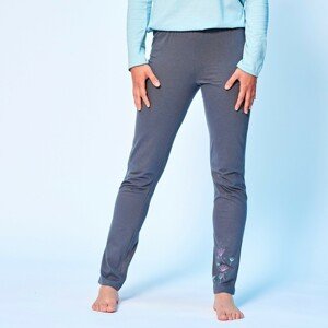 Blancheporte Jednobarevné pyžamové kalhoty se středovým potiskem květin břidlicová 50