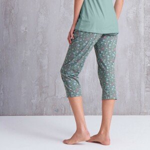 Blancheporte 3/4 pyžamové kalhoty s potiskem květin šedozelená 34/36