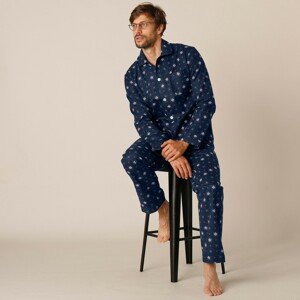 Blancheporte Flanelové pánské pyžamo se vzorem nám.modrá 107/116 (XL)