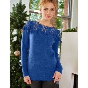 Blancheporte Macramé pulovr královská modrá 50