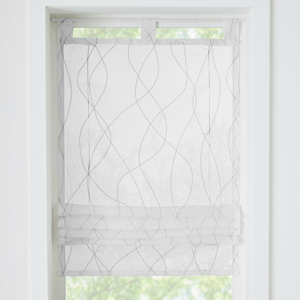 Blancheporte Vytahovací záclonka s potiskem vlnek, polyester bílá/šedá 45x120cm