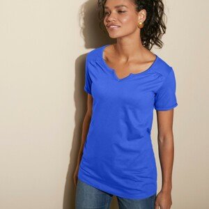 Blancheporte Jednobarevné tričko s tuniským výstřihem modrá 42/44