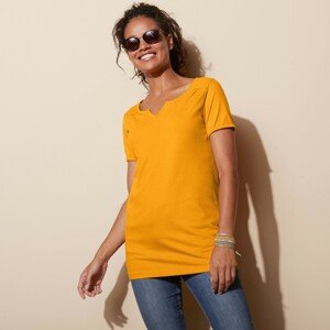 Blancheporte Jednobarevné tričko s tuniským výstřihem šafránová 50