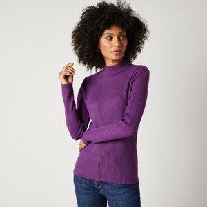 Blancheporte Žebrovaný pulovr se stojáčkem fialová 34/36
