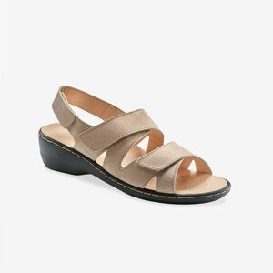 Blancheporte Kožené sandály na suchý zip béžová/zlatá 36
