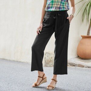 Blancheporte 3/4 jednobarevné kalhoty, širší střih černá 38