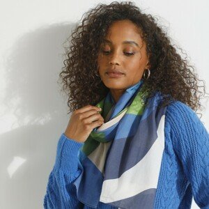 Blancheporte Šátek s potiskem abstraktních vzorů, vyrobeno ve Francii modrá/zelená
