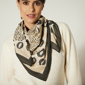 Blancheporte Šátek s leopardím vzorem 100 x 100 cm, vyrobeno ve Francii režná/černá