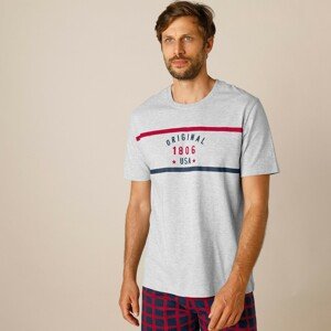 Blancheporte Pyžamové tričko s krátkými rukávy, polybavlna šedý melír 137/146 (4XL)