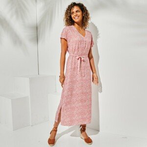 Blancheporte Rovné midi šaty s potiskem růžové dřevo/bílá 36