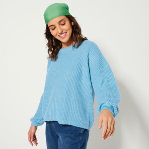 Blancheporte Jednobarevný pulovr s lodičkovým výstřihem a dlouhými rukávy modrá 34/36