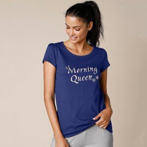 Blancheporte Pyžamové tričko s potiskem Morning Queen, krátké rukávy námořnická modrá 52