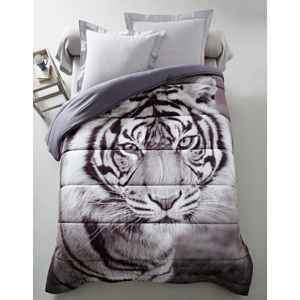 Blancheporte Přikrývka s fotopotiskem tygra, mikrovlákno 400 g/m2 bílá/šedá 140x200cm