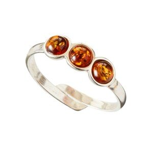 Blancheporte Upravitelný prsten "3 kamínky", jantar a stříbro stříbřitá prsten