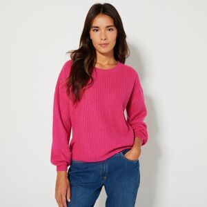 Blancheporte Jednobarevný pulovr s lodičkovým výstřihem a dlouhými rukávy růžová 46/48