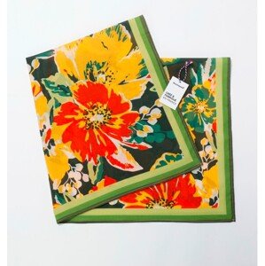 Blancheporte Šátek s potiskem květin 100 x 100 cm, vyrobeno ve Francii zelená/oranžová 100x100cm