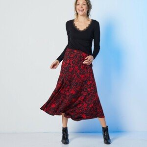 Blancheporte Dlouhá sukně s potiskem černá/červená 44