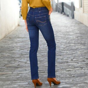 Blancheporte Rovné džíny s vysokým pasem, pro malou postavu tmavě modrá 42