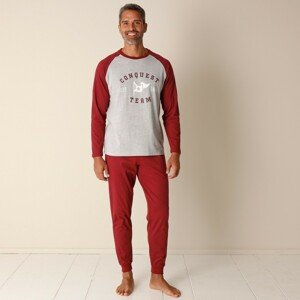 Blancheporte Dvoubarevné bavlněné pyžamo s kalhotami bordó 117/126 (XXL)