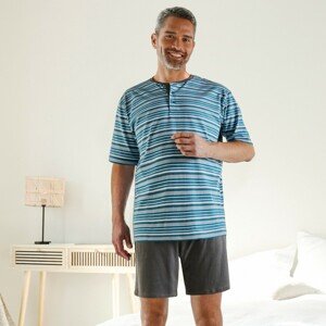 Blancheporte Pruhované pyžamo se šortkami antracitová/tyrkysová 107/116 (XL)