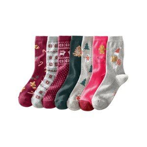 Blancheporte Sada 7 párů ponožek s vánočním motivem bordó+šedá+modrá 35/38