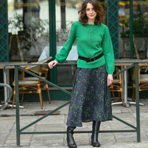 Blancheporte Dlouhá sukně s potiskem černá/zelená 44