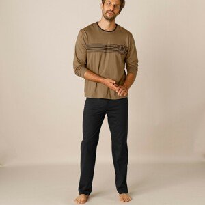 Blancheporte Pyžamo s kalhotami a dlouhým rukávem čokoládová/černá 87/96 (M)