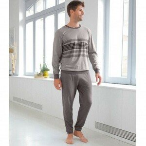 Blancheporte Pruhované pyžamo s kalhotami a dlouhými rukávy šedá 117/126 (XXL)