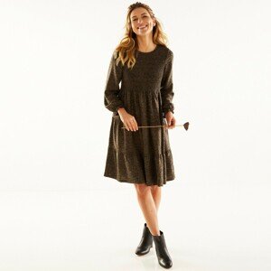 Blancheporte Žabičkované šaty s dlouhým rukávem, jednobarevné nebo s potiskem bronzová/černá 56