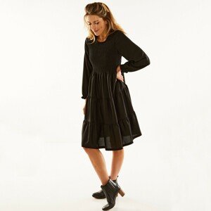 Blancheporte Šaty se žabičkováním, jednobarevné černá 40