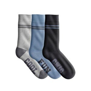 Blancheporte Sada 3 sladěných párů ponožek s textem černá+šedá+modrá 39/42