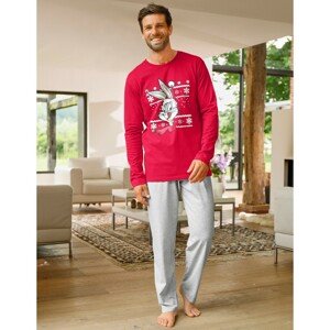 Blancheporte Pyžamo s kalhotami a dlouhými rukávy BUNNY X MAS červená/šedá 107/116(XL)