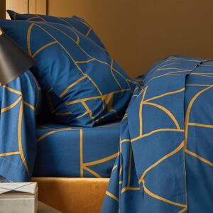 Blancheporte Povlečení Geoffroy s grafickým designem, bavlna paví modrá povlak na přikrývku 240x220cm