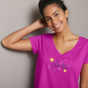 Blancheporte Pyžamové tričko Estrella, s krátkými rukávy fuchsie 50
