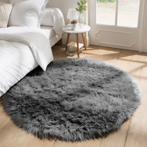 Blancheporte Kulatý koberec s vysokým vlasem šedá pr. 140 cm