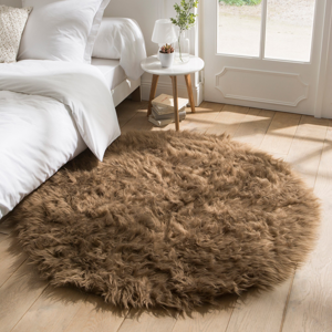 Blancheporte Kulatý koberec s vysokým vlasem hnědošedá pr. 140 cm