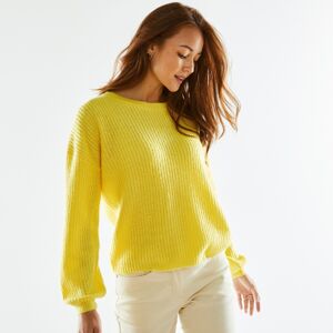 Blancheporte Jednobarevný pulovr s lodičkovým výstřihem a dlouhými rukávy žlutá 46/48