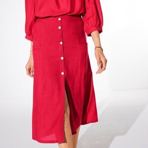 Blancheporte Jednobarevná dlouhá sukně s knoflíky červená 36