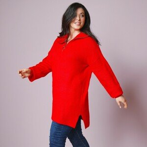 Blancheporte Tunikový pulovr se stojáčkem červená 42/44
